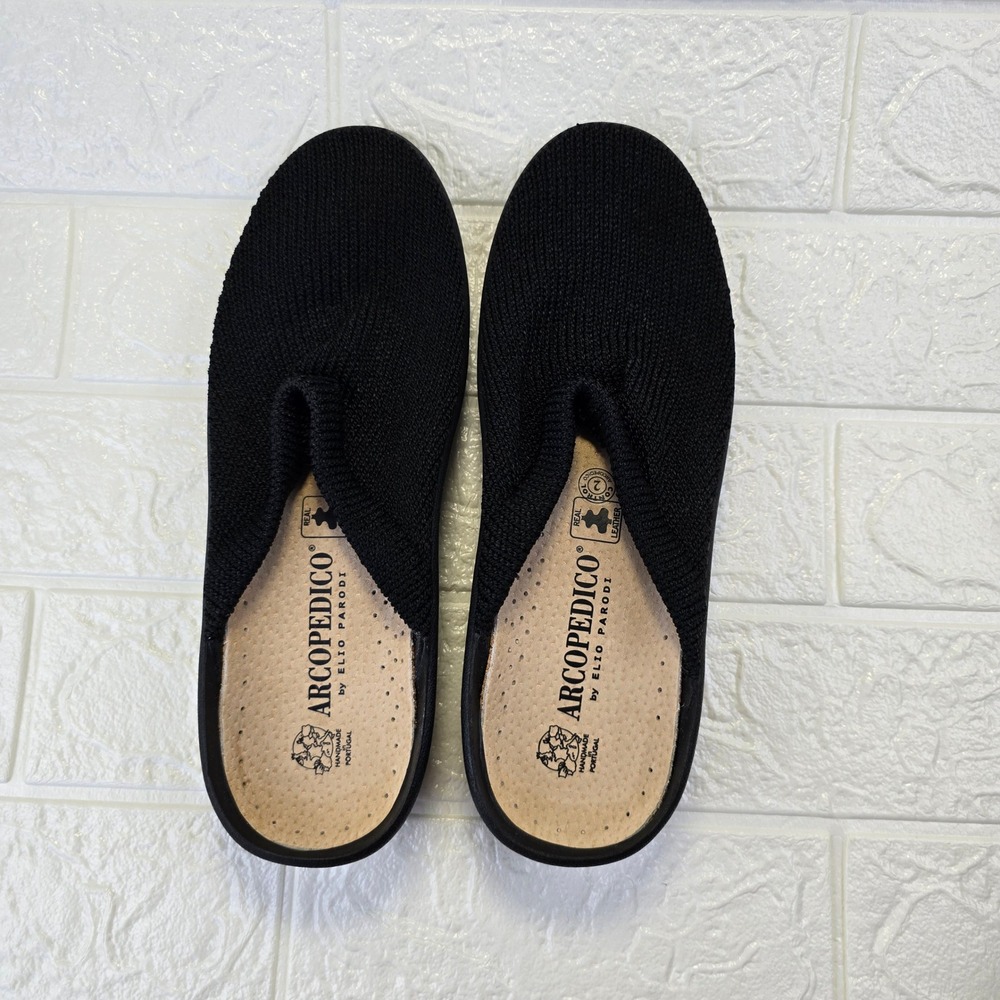Arcopedico Lytech Knit Slide Mules US 8 EU 39 UK 6 Black Comfort Wedge Portugal
